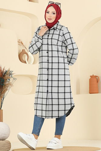 moda selvim بلوز نمط 4 رمادي 3062KTR750 - Thumbnail