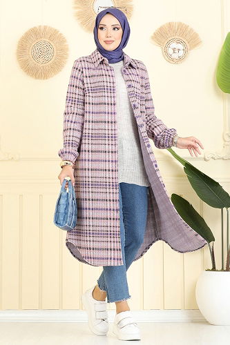 moda selvim Tunic 3062KTR750 Pattern1 Purple - Thumbnail