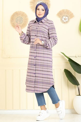 moda selvim Tunic 3062KTR750 Pattern1 Purple - Thumbnail