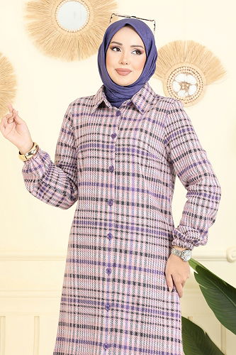 moda selvim Tunic 3062KTR750 Pattern1 Purple - Thumbnail