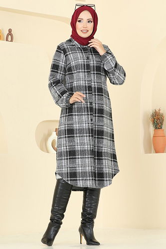 moda selvim Tunic 3062KTR750 Pattern2 Black - Thumbnail