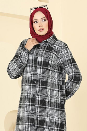 moda selvim Tunic 3062KTR750 Pattern2 Black - Thumbnail