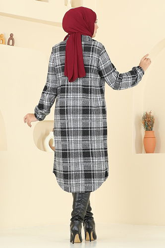 moda selvim Tunic 3062KTR750 Pattern2 Black - Thumbnail