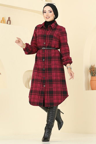 moda selvim Tunic 3062KTR750 Pattern2 Red - Thumbnail