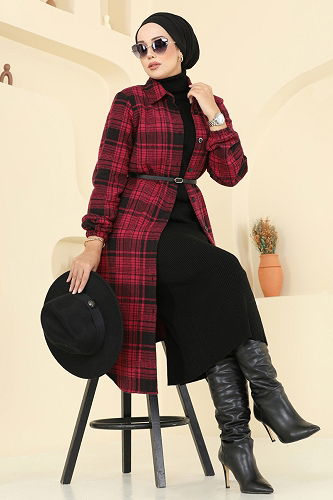 moda selvim بلوز نمط 2 أحمر 3062KTR750 - Thumbnail