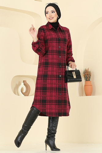 moda selvim بلوز نمط 2 أحمر 3062KTR750 - Thumbnail