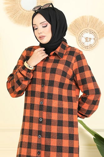 moda selvim بلوز نمط 3 برتقالي 3062KTR750 - Thumbnail