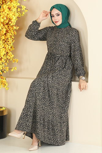 moda selvim الفستان بيج 3064KTR750 - Thumbnail