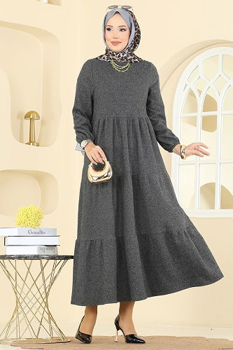 moda selvim Dress 3065KTR750 Gray - Thumbnail