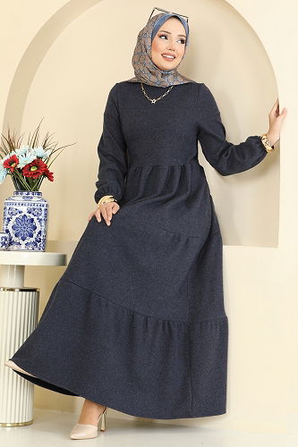 moda selvim الفستان كحلي 3065KTR750 - Thumbnail