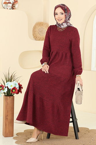 moda selvim الفستان احمر 3065KTR750 - Thumbnail