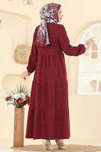 moda selvim الفستان احمر 3065KTR750 - Thumbnail