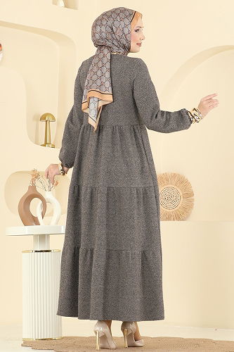 moda selvim الفستان بيج 3065KTR750 - Thumbnail