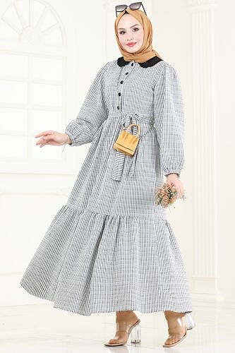 moda selvim الفستان أسود 3068HBS856 - Thumbnail