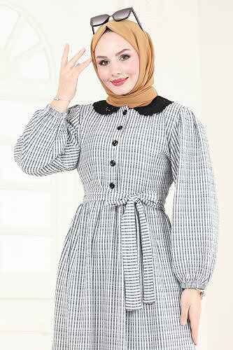 moda selvim الفستان أسود 3068HBS856 - Thumbnail