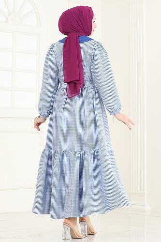 moda selvim الفستان ازرق 3068HBS856 - Thumbnail