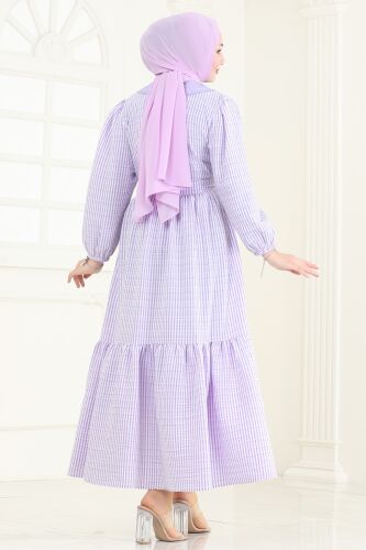 moda selvim Dress 3068HBS856 Lilac - Thumbnail