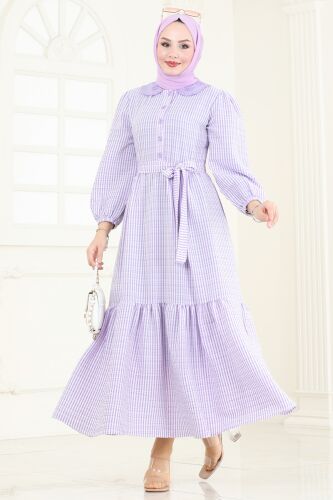 moda selvim Dress 3068HBS856 Lilac - Thumbnail