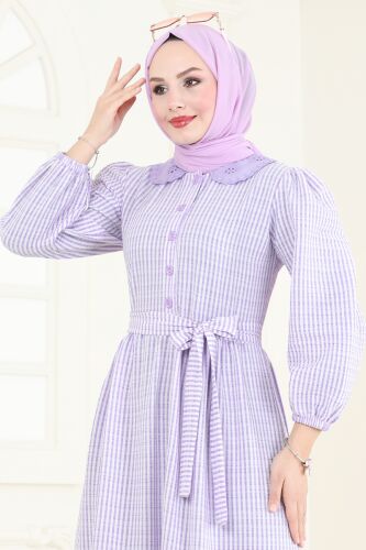 moda selvim الفستان ليلكي 3068HBS856 - Thumbnail