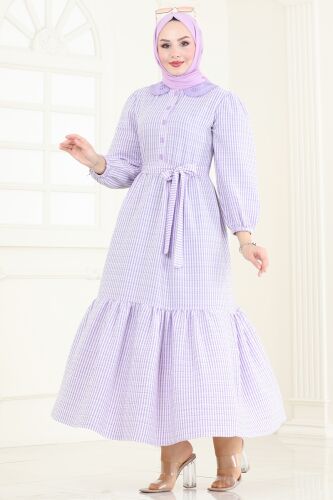 moda selvim الفستان ليلكي 3068HBS856 - Thumbnail