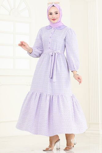 moda selvim الفستان ليلكي 3068HBS856 - Thumbnail