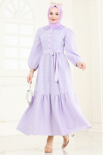 moda selvim الفستان ليلكي 3068HBS856 - Thumbnail