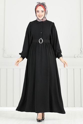 moda selvim Dress 3071HBS856 Black - Thumbnail