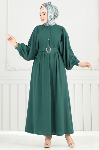moda selvim الفستان زيتي 3071HBS856 - Thumbnail