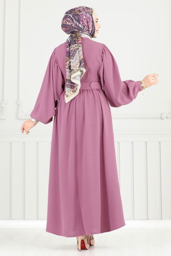 moda selvim الفستان وردي 3071HBS856 - Thumbnail