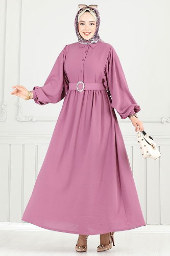 moda selvim الفستان وردي 3071HBS856 - Thumbnail