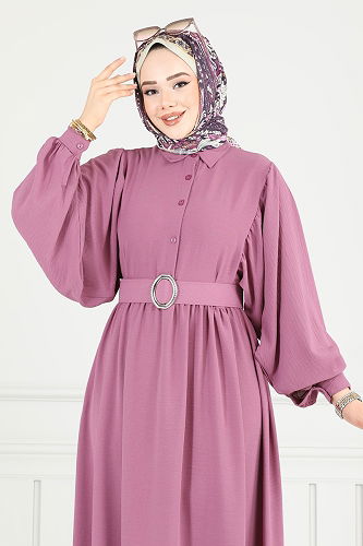 moda selvim الفستان وردي 3071HBS856 - Thumbnail