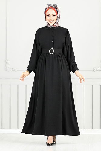 moda selvim Dress 3071HBS932-M Black - Thumbnail