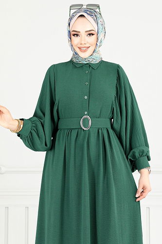 moda selvim Dress 3071HBS932-M Emerald - Thumbnail