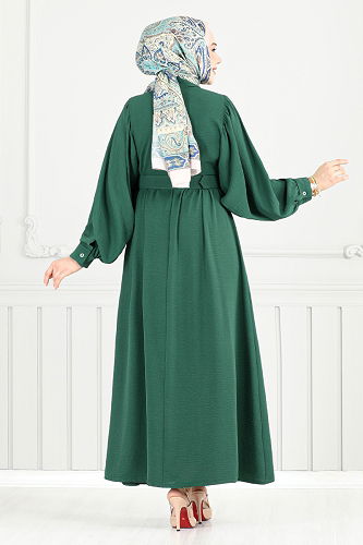 moda selvim الفستان زيتي 3071HBS932-M - Thumbnail