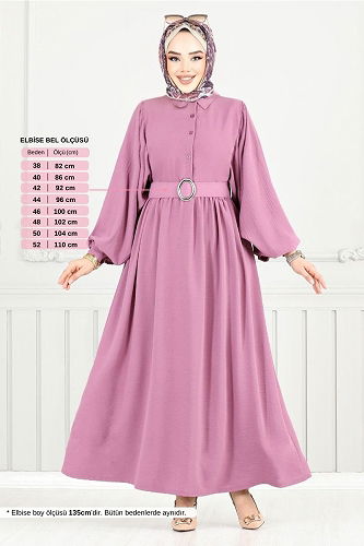 moda selvim Dress 3071HBS932-M Rose Dried - Thumbnail