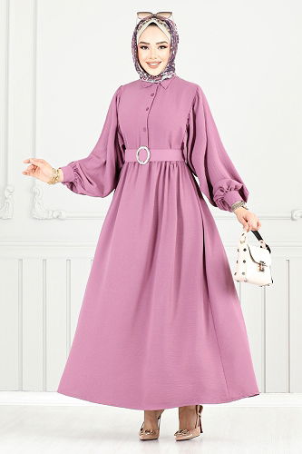 moda selvim الفستان وردي 3071HBS932-M - Thumbnail