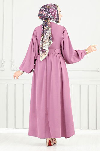 moda selvim الفستان وردي 3071HBS932-M - Thumbnail
