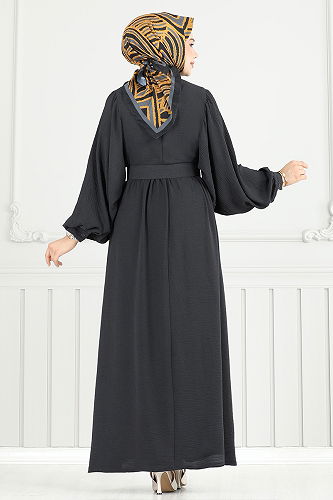 moda selvim الفستان رمادي غامق 3071HBS932-M - Thumbnail