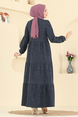 moda selvim Dress 3071KTR750 Navy Blue - Thumbnail