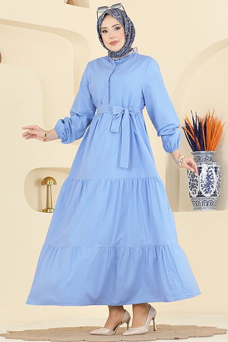 moda selvim Dress 3075KTR750 Baby Blue - Thumbnail