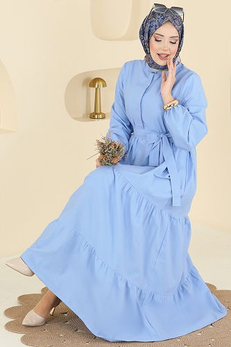 moda selvim Dress 3075KTR750 Baby Blue - Thumbnail