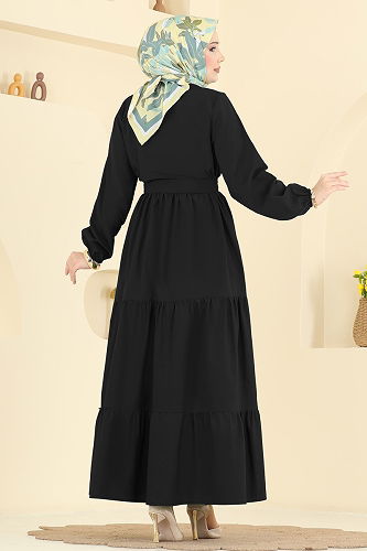 moda selvim Dress 3075KTR750 Black - Thumbnail