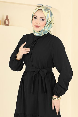 moda selvim Dress 3075KTR750 Black - Thumbnail