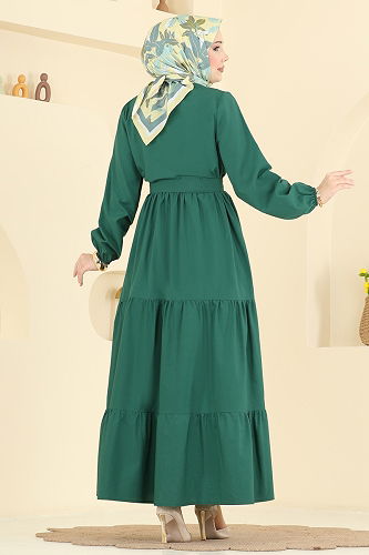 moda selvim Dress 3075KTR750 Emerald - Thumbnail