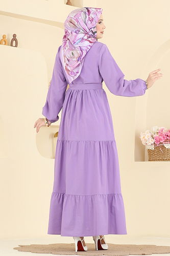 moda selvim الفستان ليلكي 3075KTR750 - Thumbnail