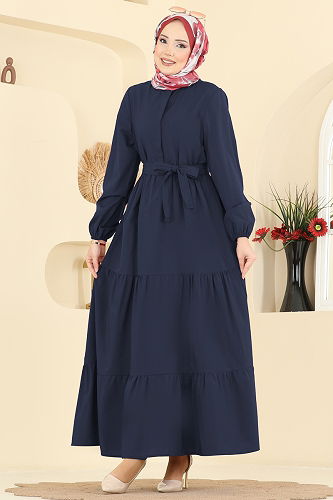 moda selvim Dress 3075KTR750 Navy Blue - Thumbnail