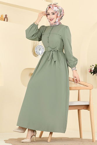 moda selvim Dress 3076KTR750 Almond Green - Thumbnail