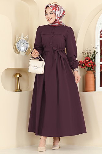 moda selvim Dress 3076KTR750 Damson - Thumbnail