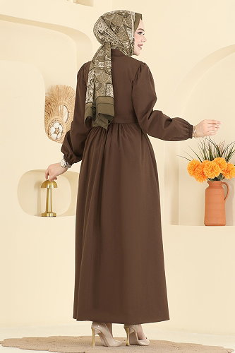 moda selvim Dress 3076KTR750 Light Brown - Thumbnail