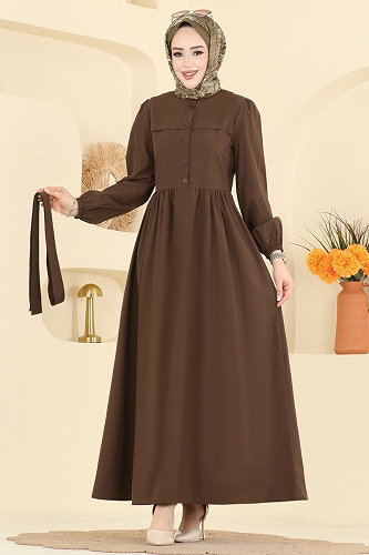 moda selvim Dress 3076KTR750 Light Brown - Thumbnail